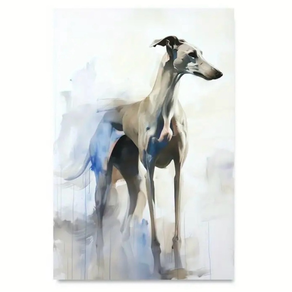NWT Greyhound Whippet Watercolor Canvas Print 12x18